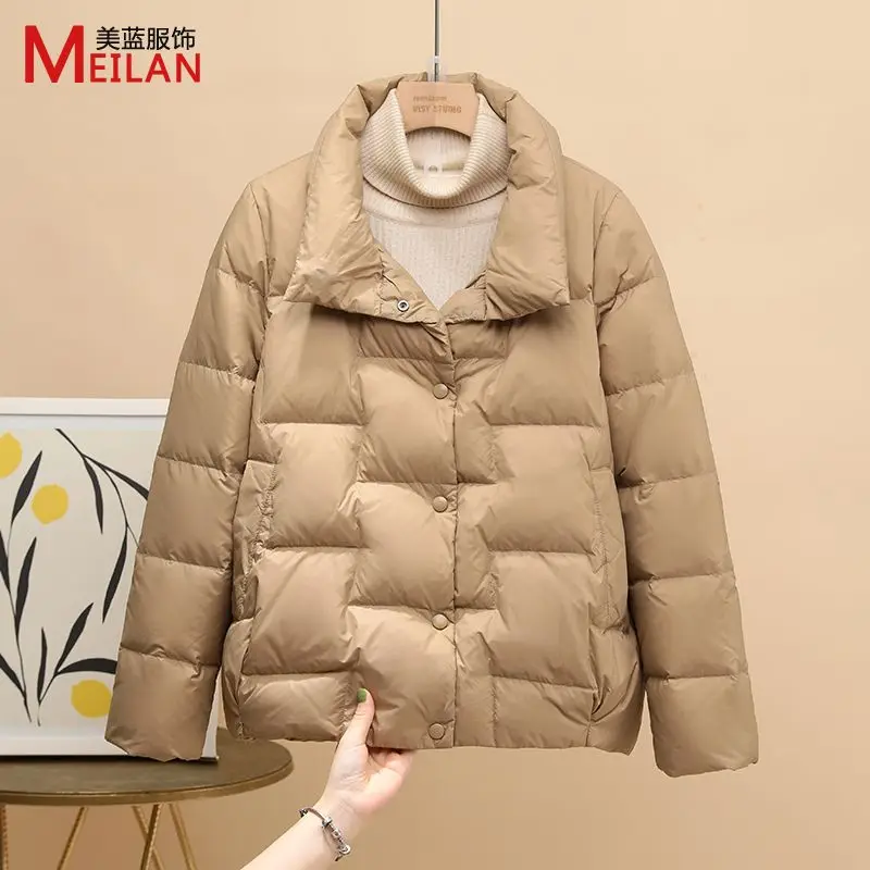 Autumn Winter Jacket Women Parkas Fashion Loose Thin Down Cotton Coats Female Jackets Stand Collar Ultra-light Outwear Tops S83
