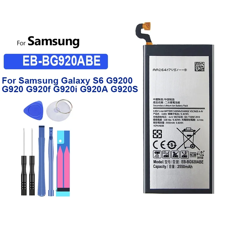 EB-BG920ABE EB-BG920ABA Аккумулятор для Samsung Galaxy S6 G9200 G9208 G9209 G920F G920 G920V/T/F/A/I 2550 мАч телефона