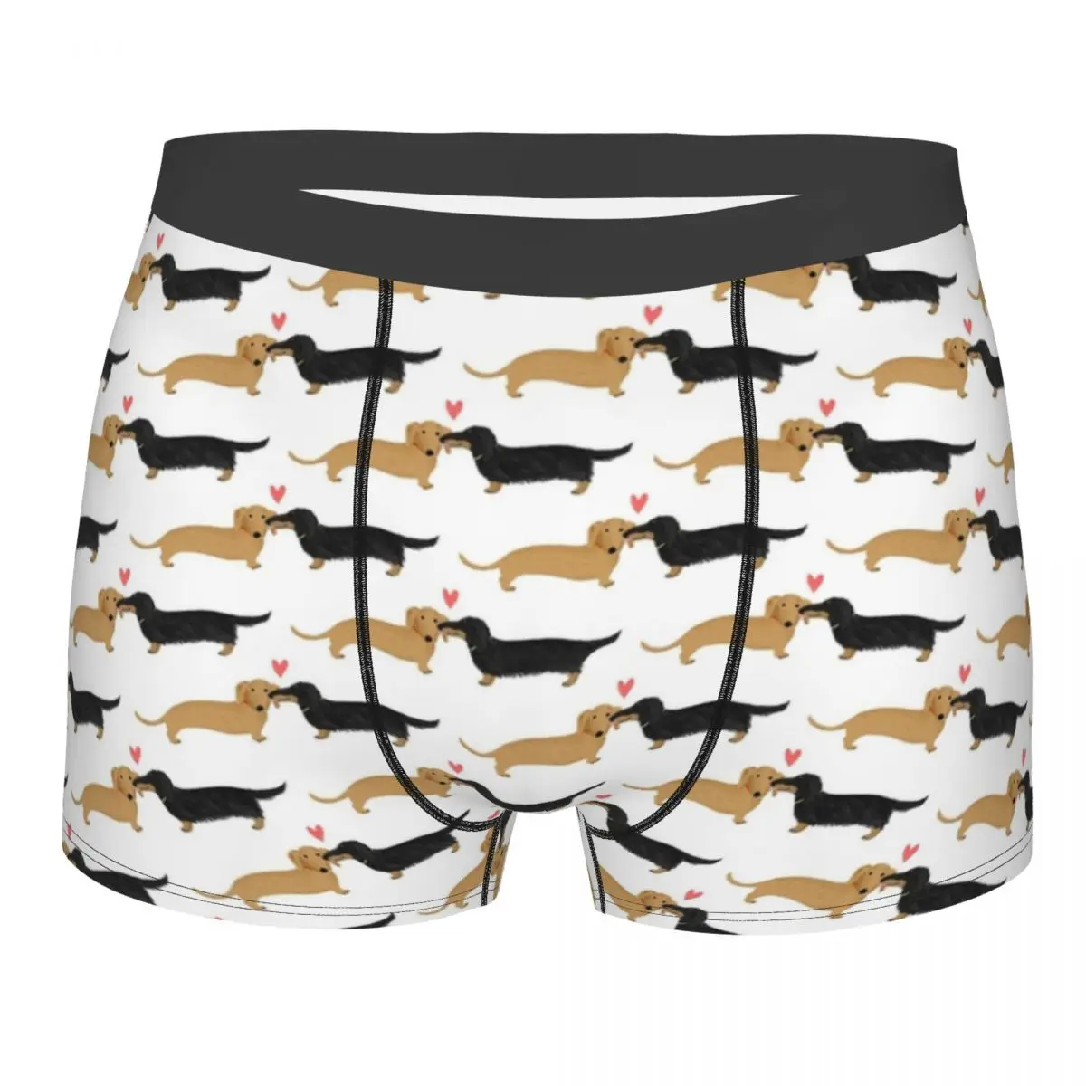 

Men Dachshund Love Underwear Dog Pets Funny Boxer Briefs Shorts Panties Male Polyester Underpants Plus Size