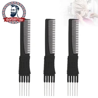 black fine tooth comb metal pin hairdressing hair style rat tail brush professional salon barber tool hot drop shipping