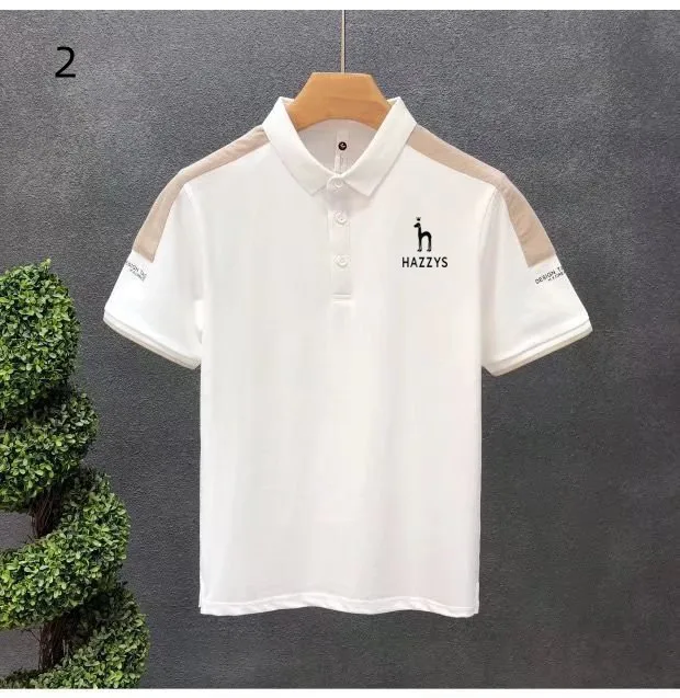 Hazzys Summer Golf Short Sleeve T-shirt Men Ice Silk Lapel Ice Beads POLO Shirt Men's Fashion Brand T-shirt
