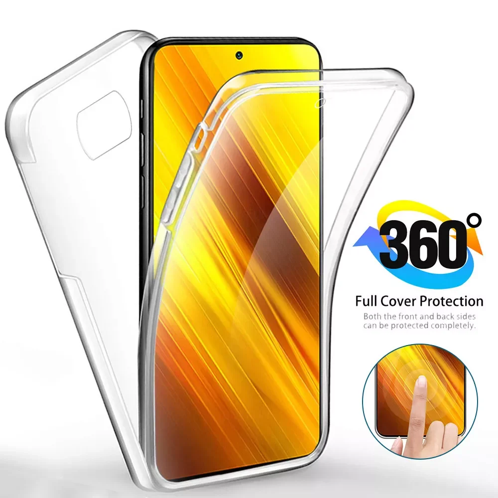 

for PocoX3 NFS Case 360 Degree Protection Case for Xiaomi Poco F3 X3 Pro X 3 NFC Clear TPU Soft Silicone Shockproof Coque Fundas
