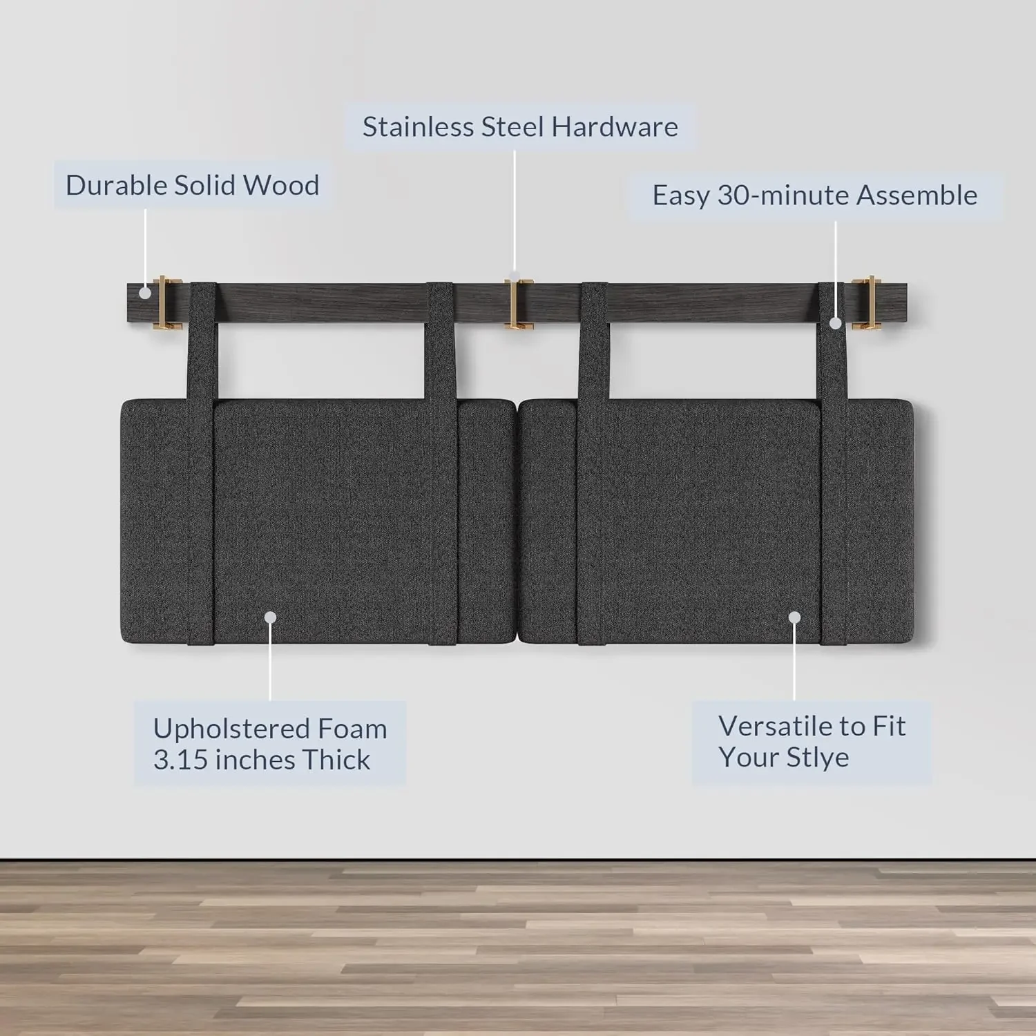 Мягкие изголовья подвесные панели из массива дерева крючки нержавеющей стали