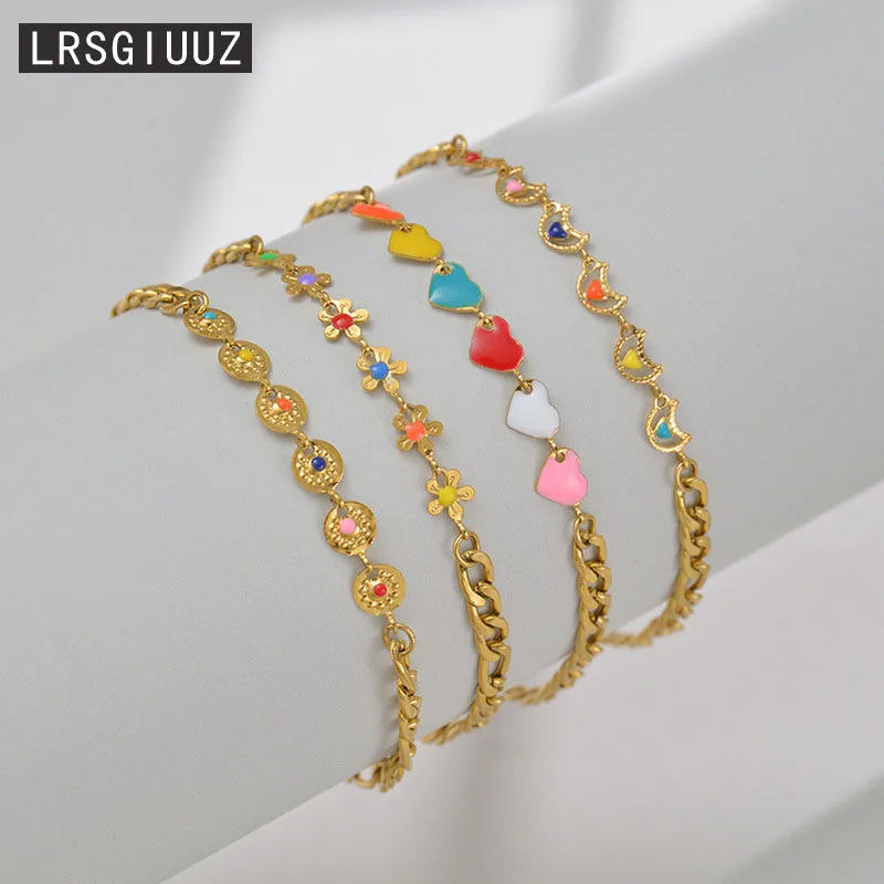 

Splicing Fashion Oil Drop Love Chain Bracelet Women's Design Sense Temperament Minority Versatile Hand Jewelry Women's Style