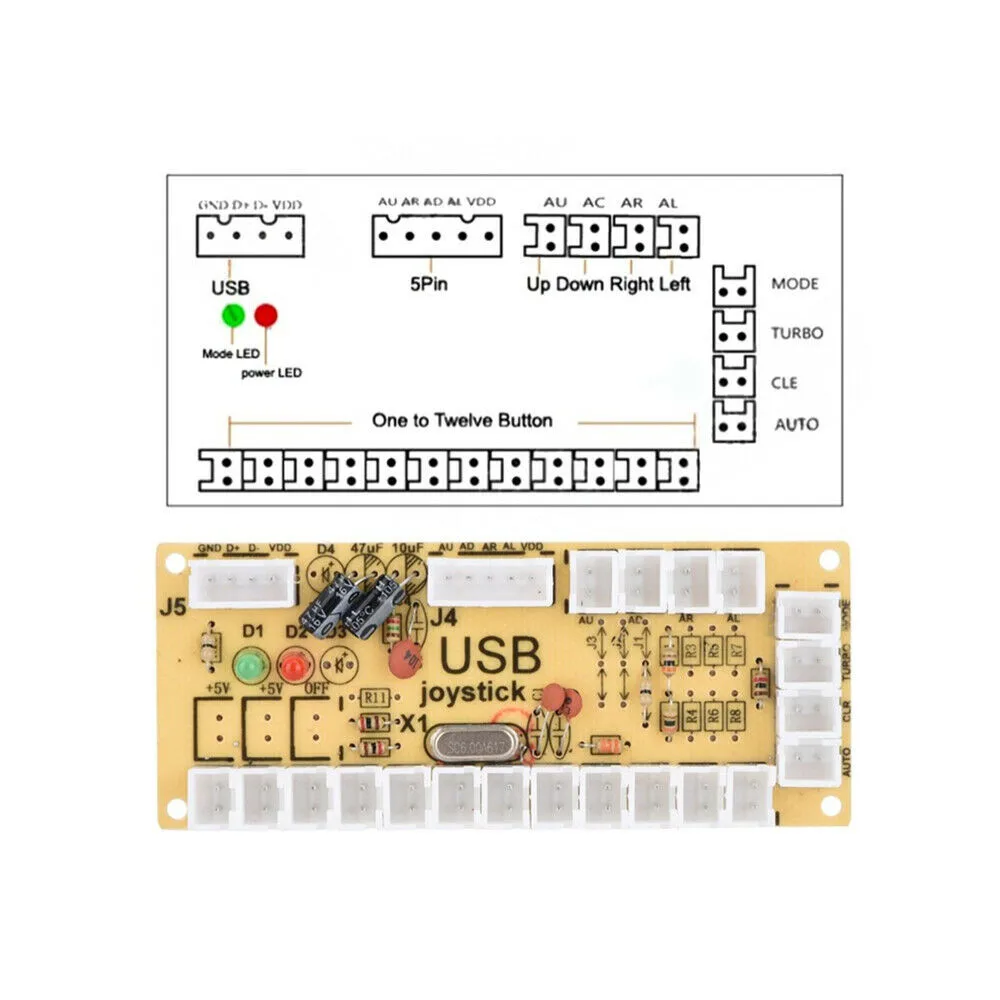 Аркадный USB-кодировщик с нулевой задержкой для ПК 5-контактная плата джойстика