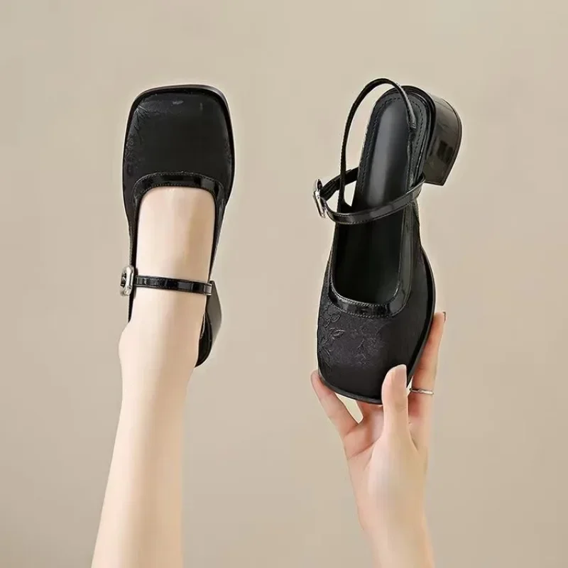 Винтажные черные сандалии Мэри Джейн женские нескользящие повседневные офисные