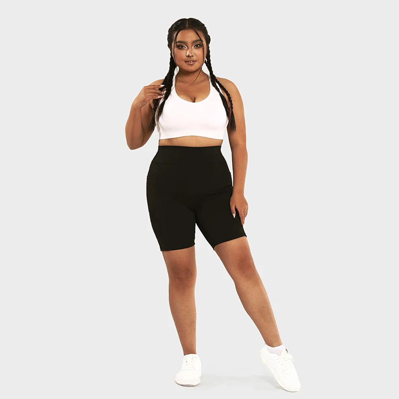 LUOYIYANG Pocket Plus Size Women's Shorts Push Up Gym Booty Lifting Sports Fitness Woman 2023 Lace Patchwork Yoga Clothing L-4XL