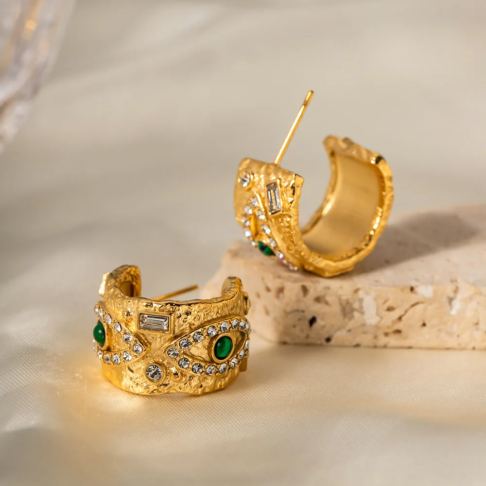 

G&D Trendy Amulet Lucky Gold Color Plated Stainless Steel Cubic Zirconia Devil's Eye Stud Earrings for Women Jewelry Party Gift