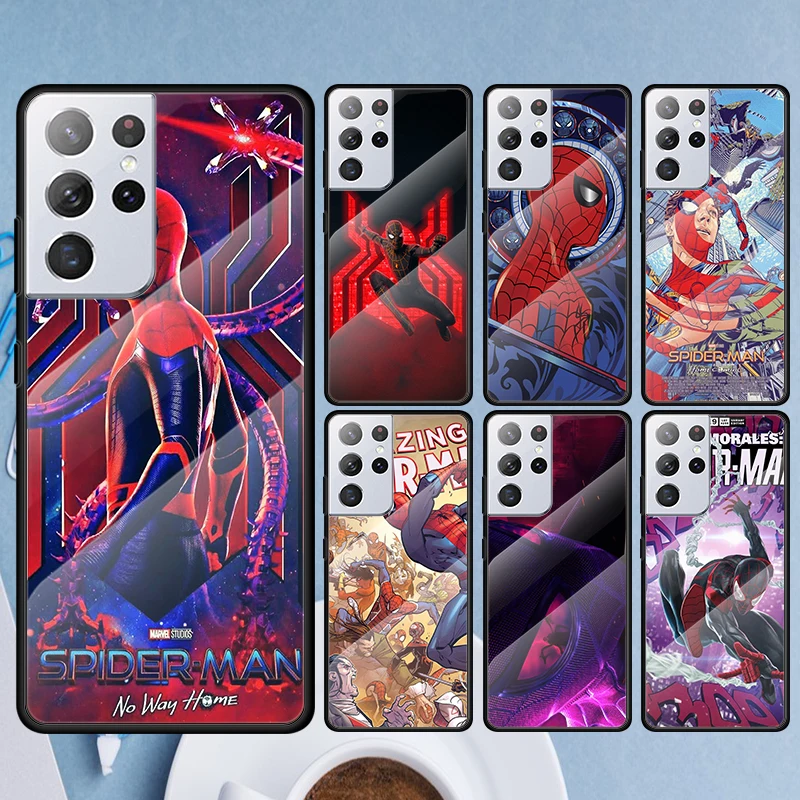 

Fashion Marvel Spiderman 3 For Samsung S22 S21 S20 FE S10 S10e S9 Note 20 10 Ultra Plus Lite 5G Tempered Glass TPU PhoneCase