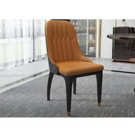 Italian light luxury solid wood dining chair postmodern ebony grain paint leather dining chair combination Armani Bentley furnit