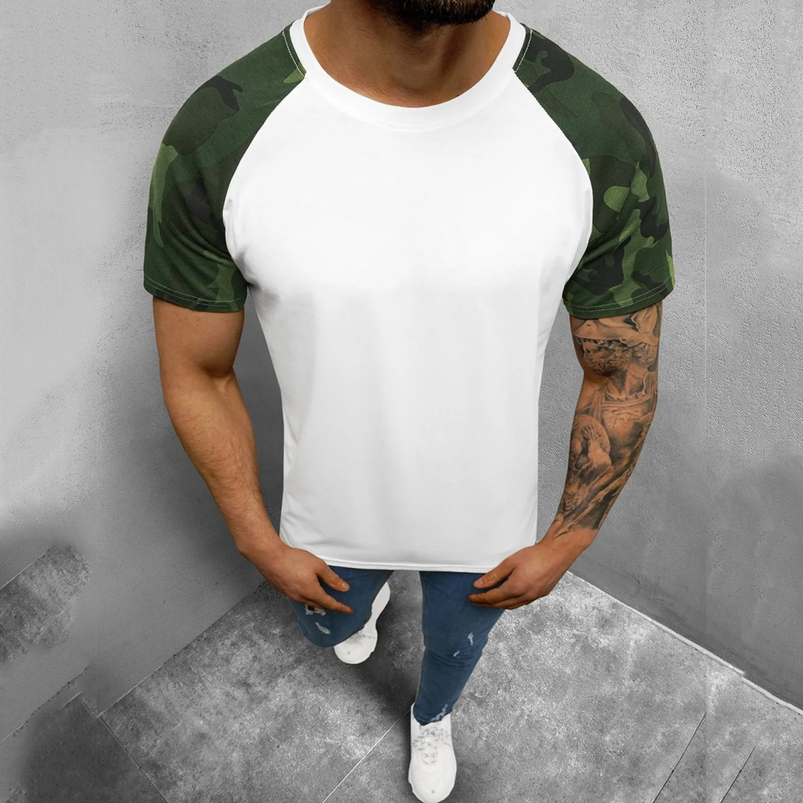 

Tie Front Shirts for Men Men Summer Casual O Neck Camouflage Patchwork Short Sleeve Tee Shirt Top Blouse Long Sleeve Workout