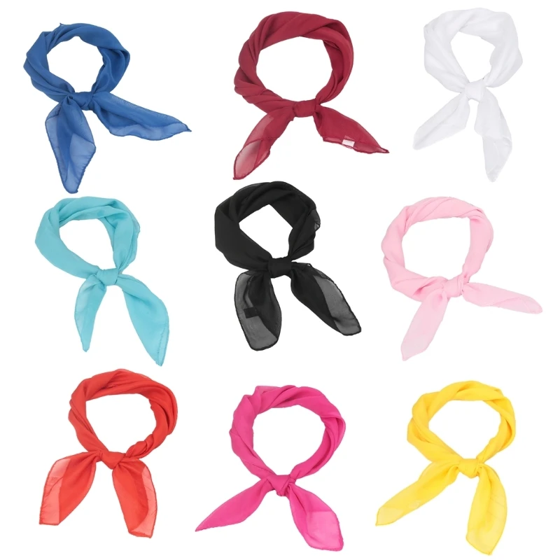 

Square Ribbon Neck Scarf 1950s Chiffon Scarf Retro Hair Tie for Women 50s Square Handkerchief Solid Sheer HeadScarf