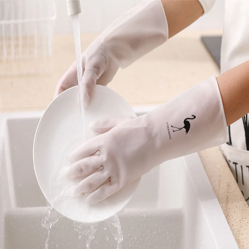 

Waterproof Housework Cleaning Gloves Kitchen Cleaning Print Latex Laundry and Dishwashing Gloves Wear-resistant Rubber Gloves