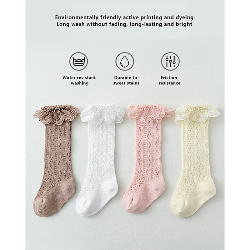 Гольфы для маленьких девочек летние дышащие Вязаные кружевные носки принцессы с