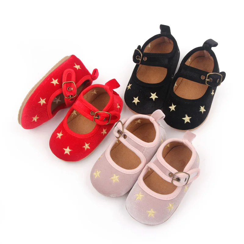 

Newborn Baby Girls Shoes Infant Girls First Walkers Spring Autumn Princess Shoes Star Rubber Flats Shoes