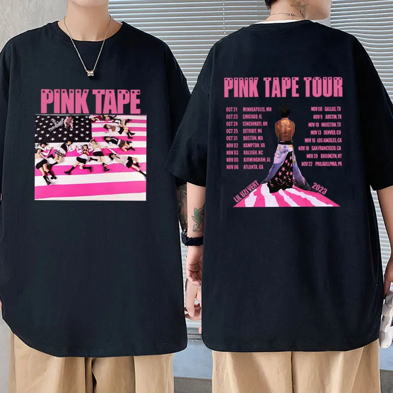 

Rapper Lil Uzi Vert Hip Hop Graphic T-shirt 2023 Concert Tour Pink Tape T Shirt Male Vintage Streetwear Men's Oversized T-shirts