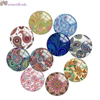 bohemia pattern round photo glass cabochon demo flat back making findings 20mm snap button n2581