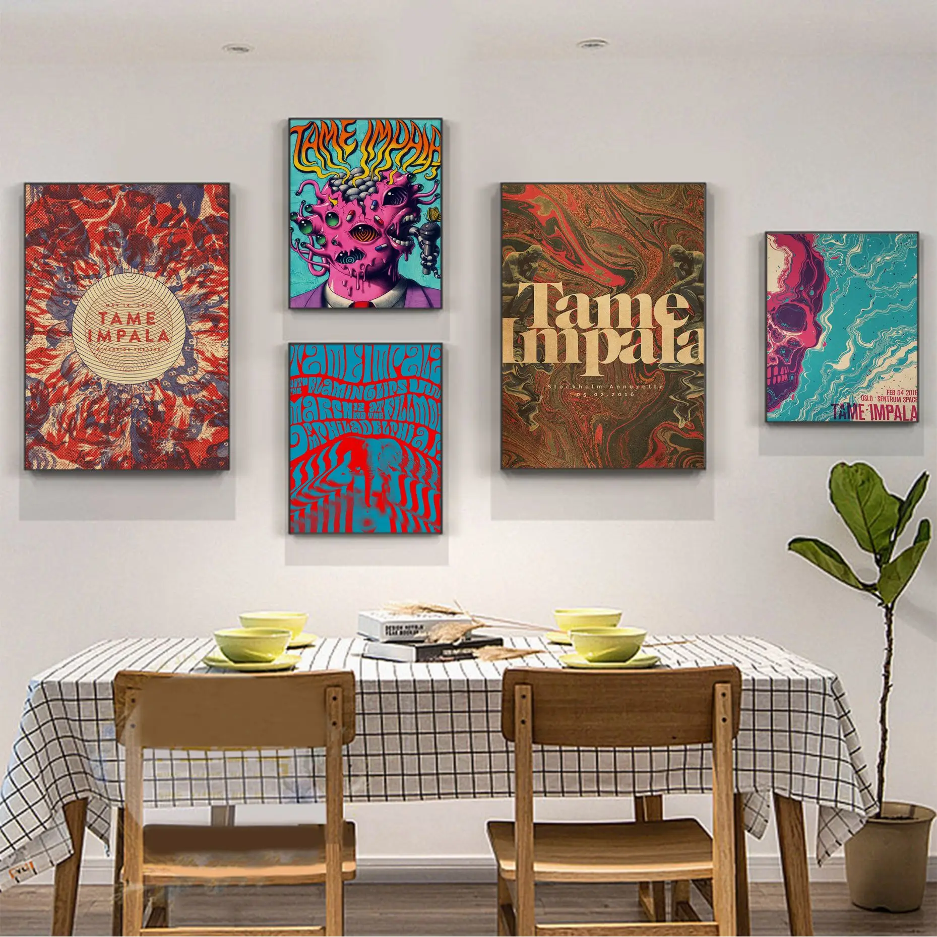 

Tame Impala Psychedelic Retro Kraft Paper Poster Kraft Paper Sticker Home Bar Cafe Decor Art Wall Stickers