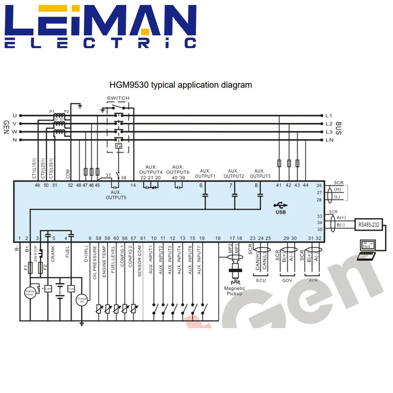 Панель управления для дизельного генератора SmartGen HGM9530 с ЖК-дисплеем 4 3 дюйма