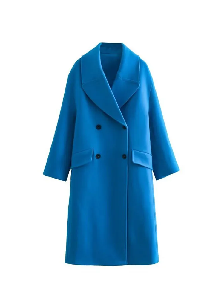 

BSK&ZA&TRF 8971727 Women 2022 New Loose Woolen Cloth Overcoat Coat Vintage Long Sleeve Female Outerwear Tops 8971/727