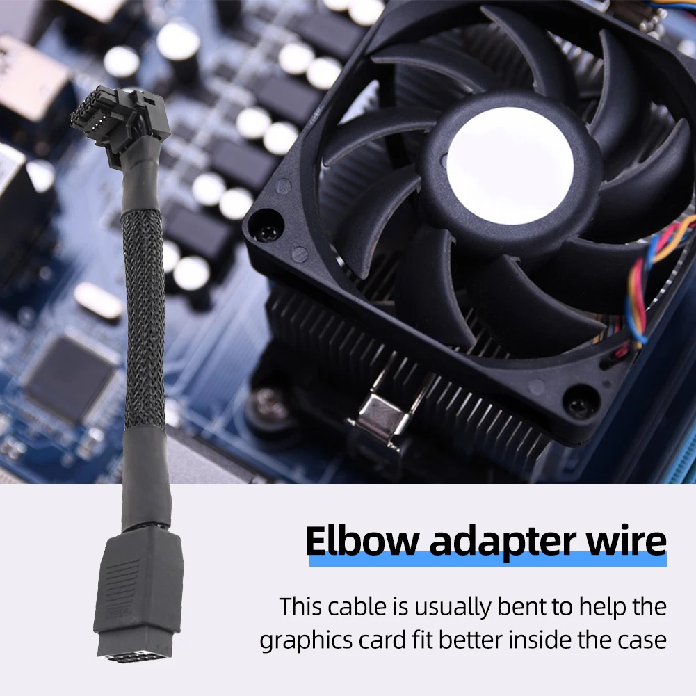 

PCIE5.0 налокотник 15 см кабель адаптера с сетчатым кабелем Новинка 12VHPWR прямая головка Поворотная головка для 16-контактной видеокарты