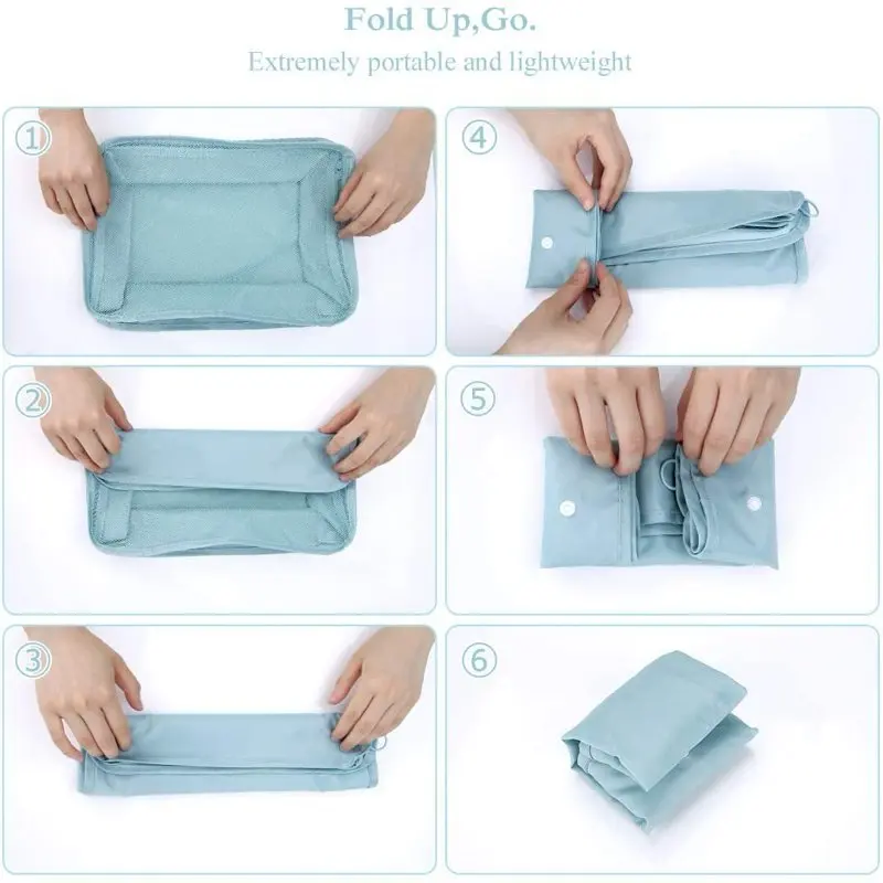 Travel Packing Cubes Set 8Pcs Lightweight Luggage Organizer Bag Blue