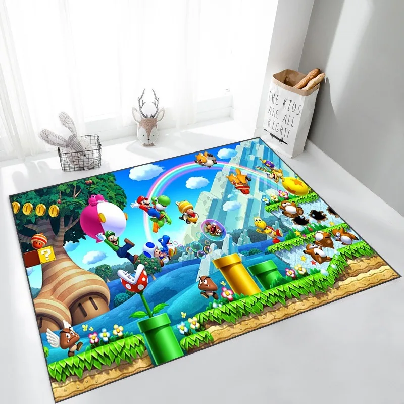 Kawaii Super Mario ​Non-slip Washable Kitchen Mat Rug Carpet Doormat for Entrance Door Welcome Floor Bedrooom Cartoon Decoration
