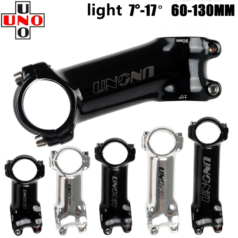 

UNO MTB Bright Black Bike Stem 7/17 Degree 31.8mm Bicycle Handlebar Riser 60-130mm Mountain Road Cycle Parts Stems