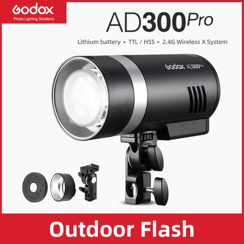 

Внешняя вспышка Godox AD300Pro 300Ws TTL 2,4G 1/8000 HSS с батареей 2600 мАч для Canon Nikon Sony Fuji Olympus Pentax