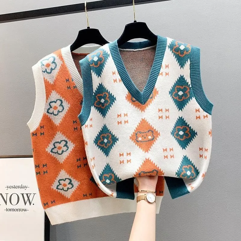 

Spring Autumn Casual Jacket Women Vest Pullover Sweater Knitted Female Vest Fashion Warm V-Neck Sleeveless Waistcoat