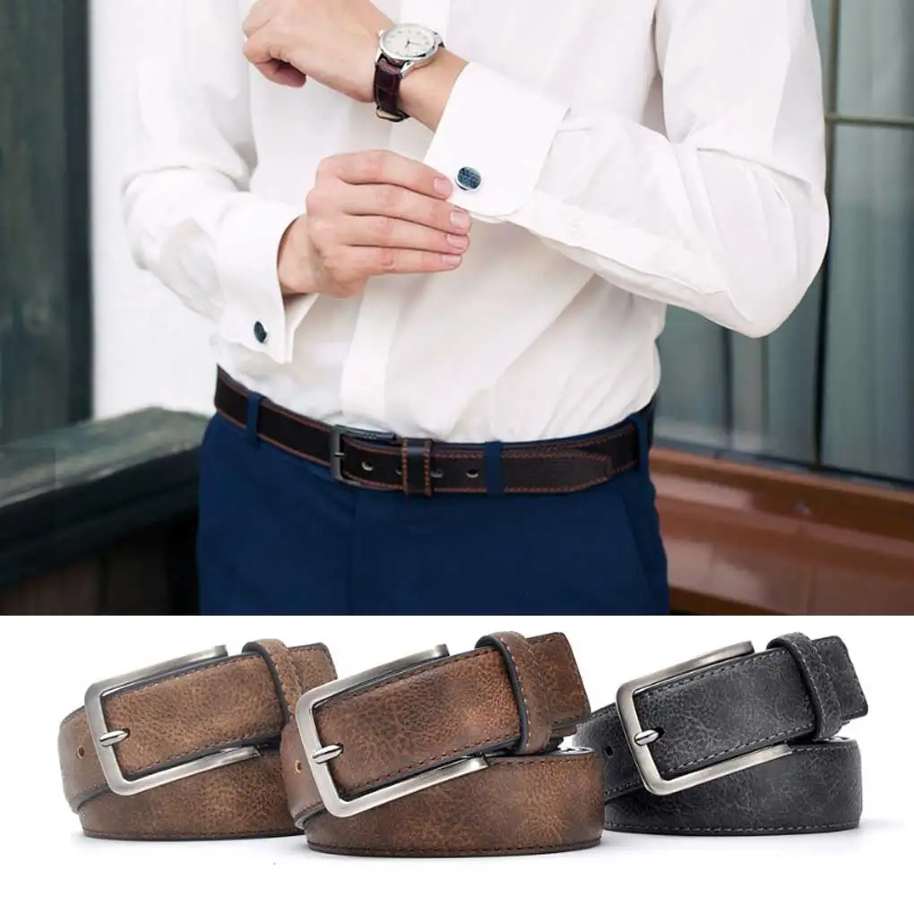 

Belt Stylish Casual Soft Waistband Faux Leather Alloy Durable Simple Retro Belts Men Adult Accessories Home Work