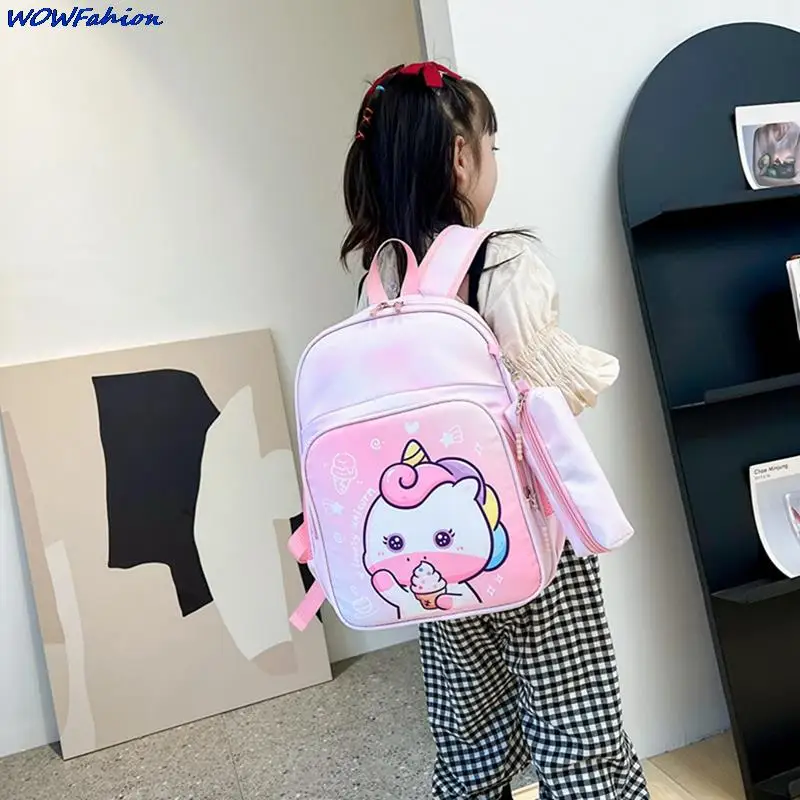 2pcs/set Satchels Kindergarten Bookbag Unicorn Backpack for Girls Pink Princess School Bags with Pen Case Pentand for Kids 