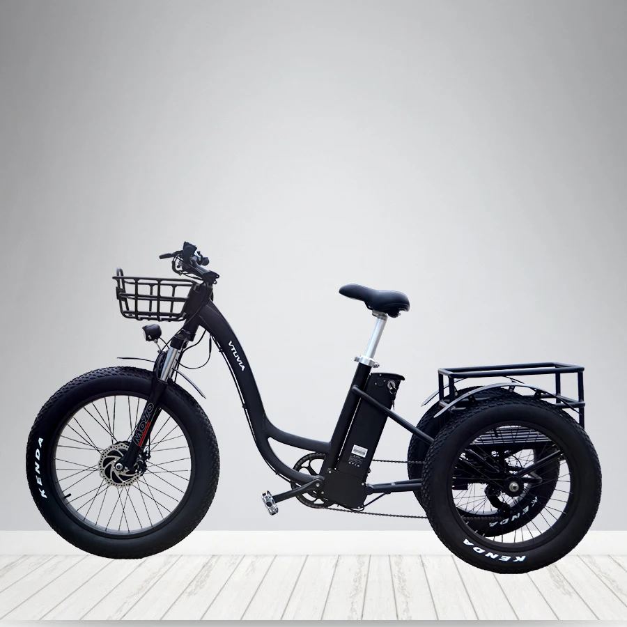 

Chinese Factory Wholesale 24 inch 48v 500w 750w fat tire 3 wheels motorized tricycles tricycles for adults