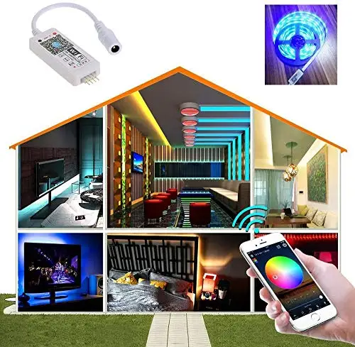 MINI WiFi RGB/RGBW LED Strip Controller 24Key Remote Android/iOS Phone App Controlled 12V Sound Music Activated Timing Function | Освещение