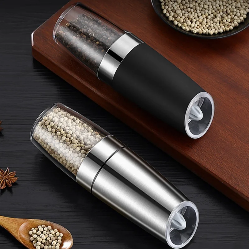 

Salt Pepper Grinder Electric Household Stainless Steel Pepper Grinder Burr Mill for Herb Pepper Spice Kitchen Grinding Gadgets