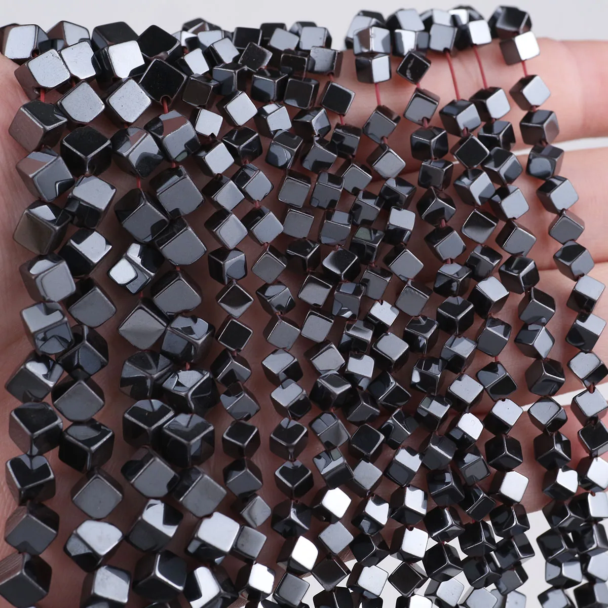 4/6MM Диагональный Куб Квадратный Черный Природный Гематит Камень Свободные
