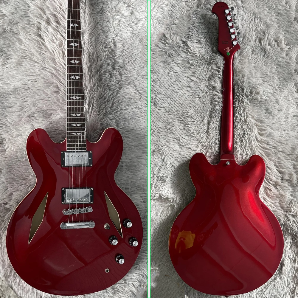 

High Quality 6 Strings Red Electric Guitars Semi-Hollow Body ES-335 Guitar HH Pickups Chrome Hardware Rosewood Fingerboard