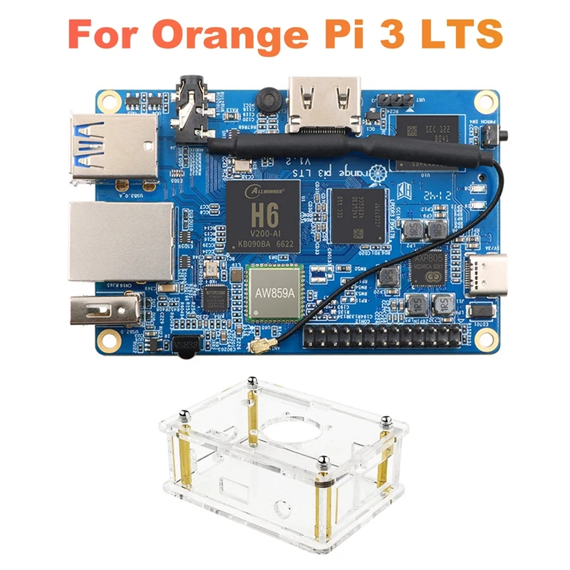 HOT-For Orange Pi 3 LTS Development Board+Case H6 2G DDR3 8G EMMC Open Source Board For Android 9.0 Ubuntu Debian OS