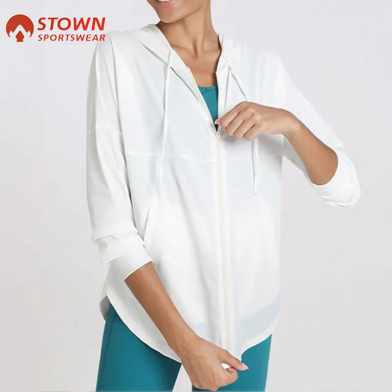 

Loose Yoga Fitness Jacket Women's Hoodie Zipper Cardigan Long Sleeve Sports Hooded Women's Running Jogger Workout Activewear