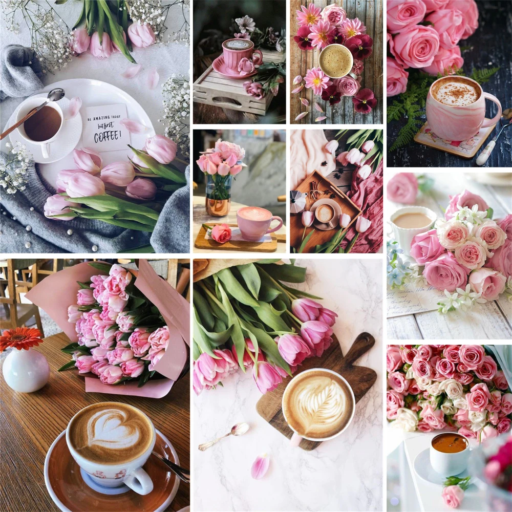 

Набор для вышивки крестиком с изображением розовых цветов кофейного цвета