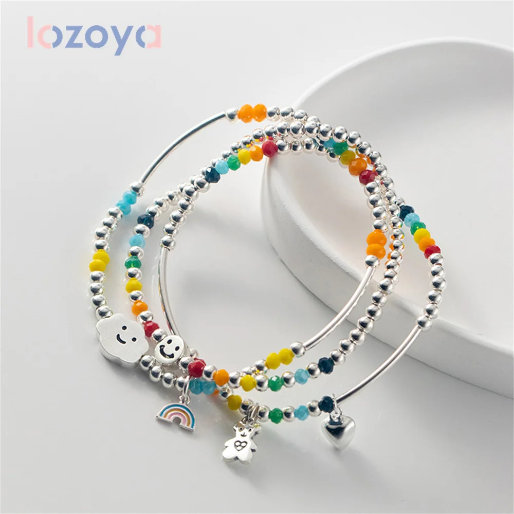 

Браслет LOZOYA, оригинальный разноцветный браслет из искусственного серебра с фианитами, новые роскошные украшения из бисера в виде облака, ювелирные изделия, подарки, женские браслеты