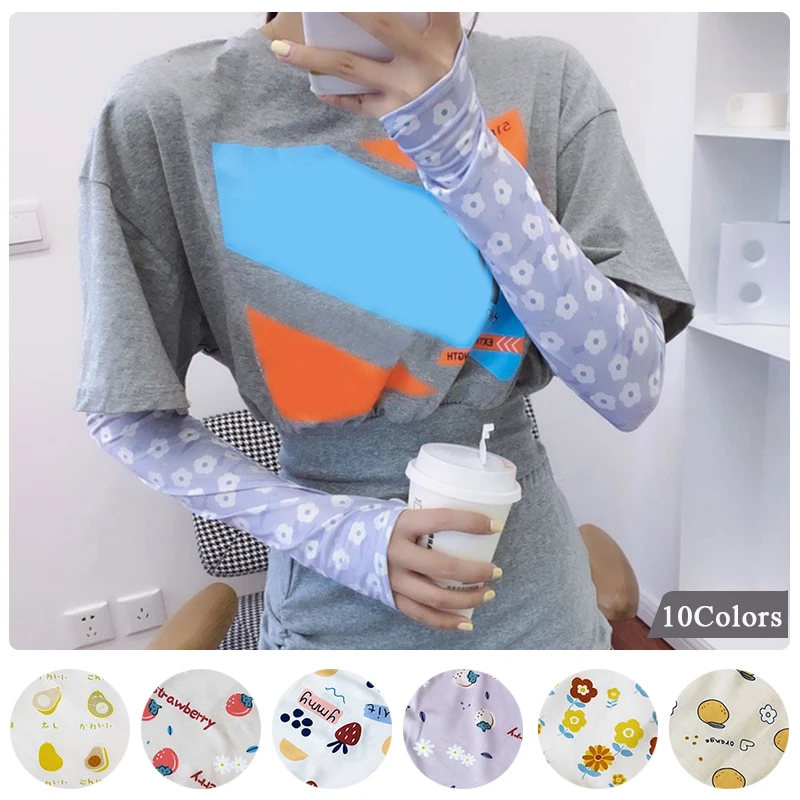 

Driving Arm Sleeve UV Protection Ice Sleeve Fake Sleeve Mesh Printing Sleeve Women Arm Guard Classic Sun Protection Gloves