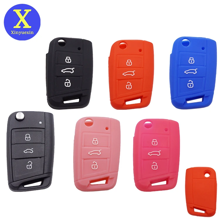Xinyuexin для VW GOLF 7 MK7 SKODA SEAT 2014 2015 2016 3 кнопочный откидной ключ силиконовый чехол FOB OCTAVIA