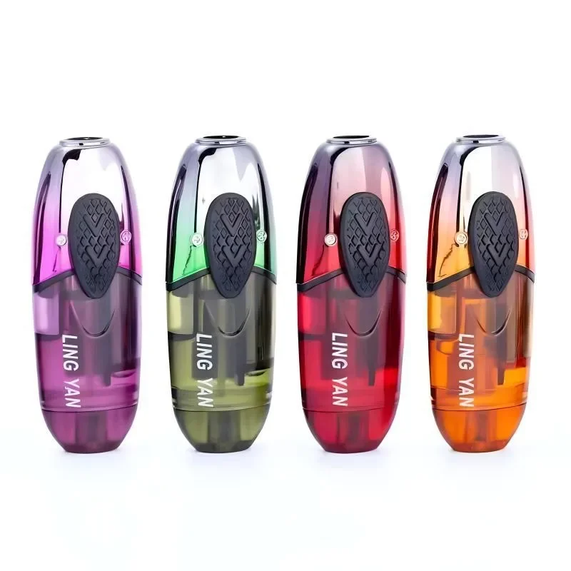 Прямая синяя металлическая зажигалка с пламенем высокая технология красоты