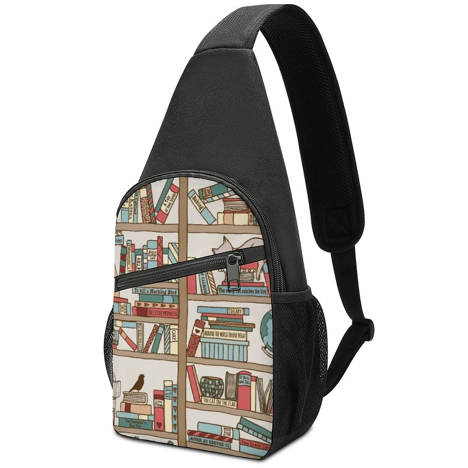 

Bookshelf Number 2 Shoulder Bags Book Running Chest Bag Women Travel Graphic Sling Bag Cool Business Crossbody Bags