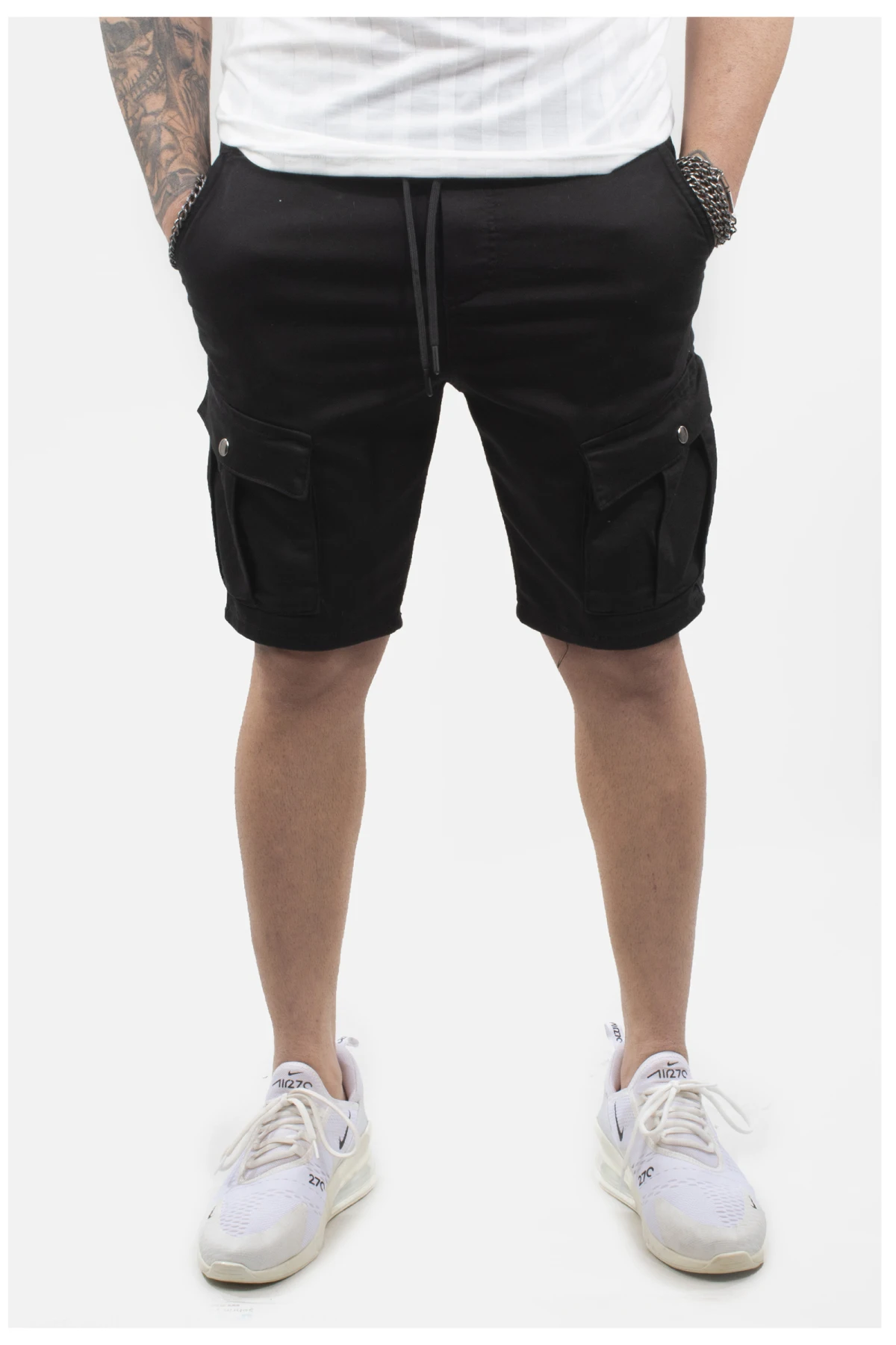 

DeepSEA Male Elasticized Waist laced Pocket Pleated Cap Capri Shorts 2100009