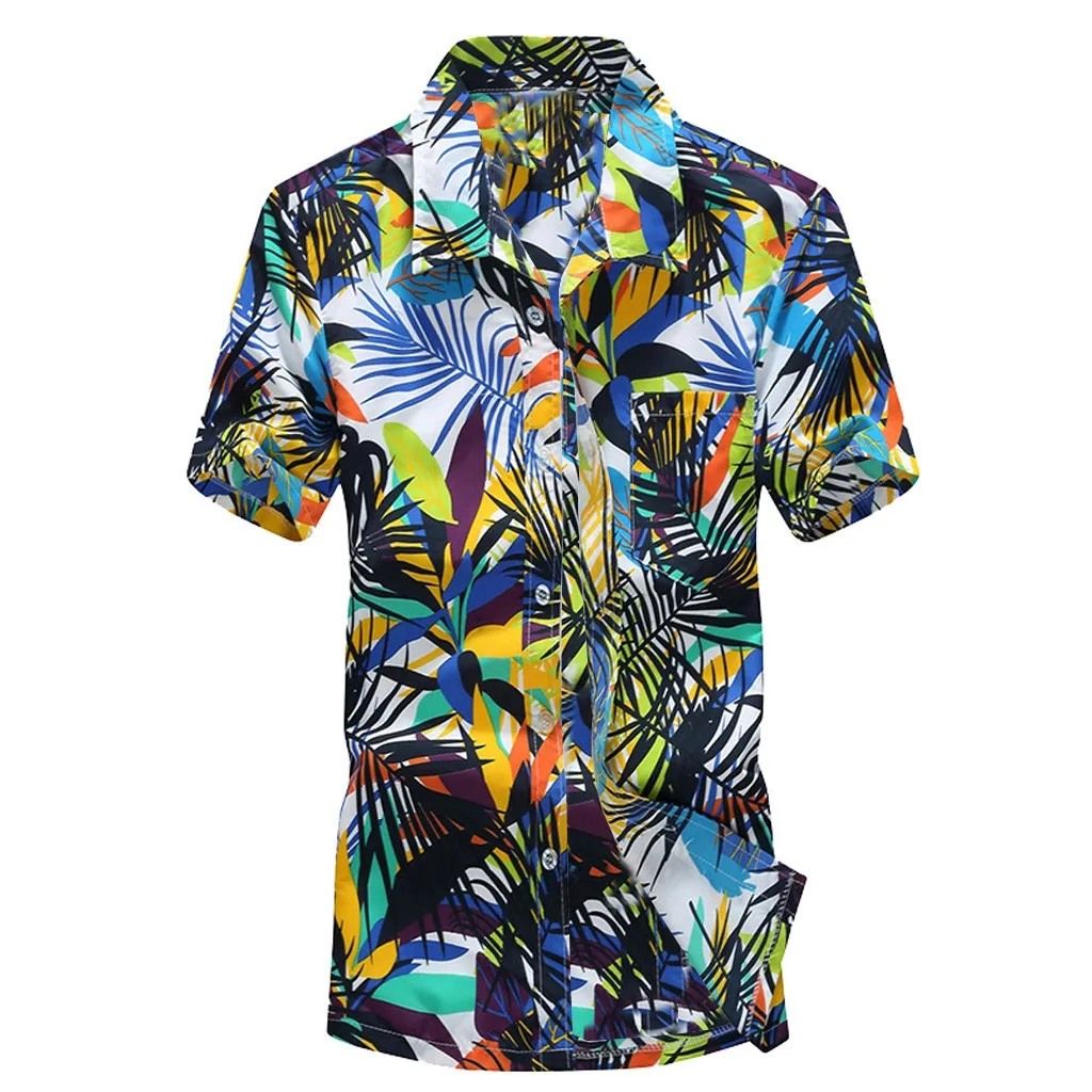 

Men Print Short T-Shirt Sports Beach Blouse Top Turn Down Collar Men's Clothes Art 3d Digital Print Overshirt