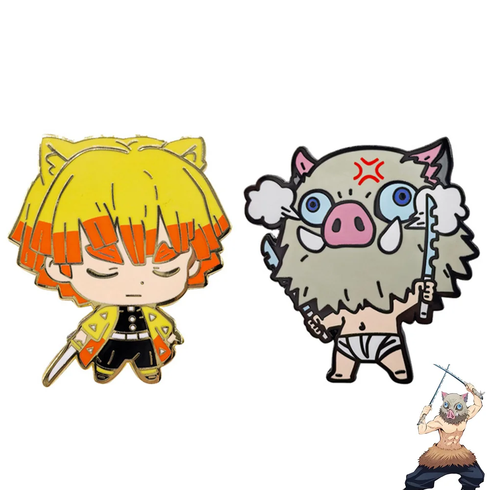 Аниме Demon Slayer Agatsuma Zenitsu Hashibira Inosuke значок для косплея эмалированная брошь булавки