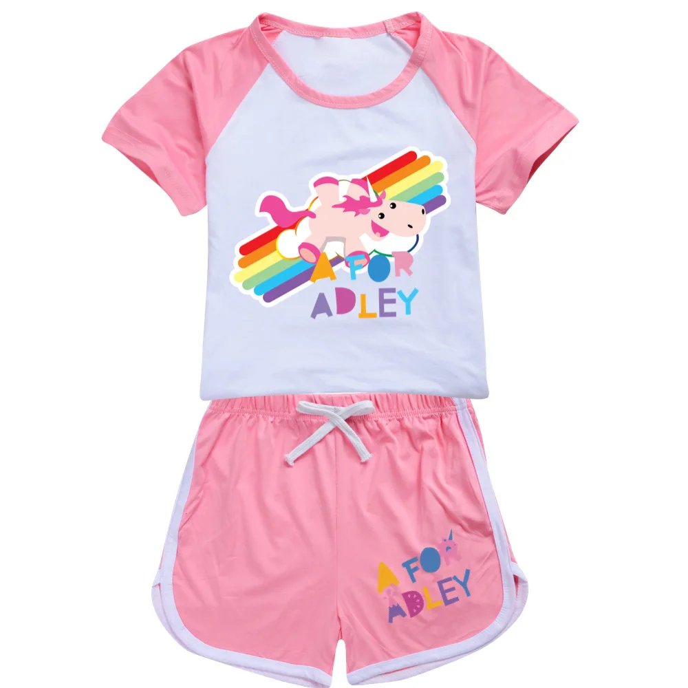

2022 Kids Pajamas Set Baby Girl Boys Cartoon A for Adley Casual Clothing Costume Short Sleeve Children Sleepwear Pajamas Sets