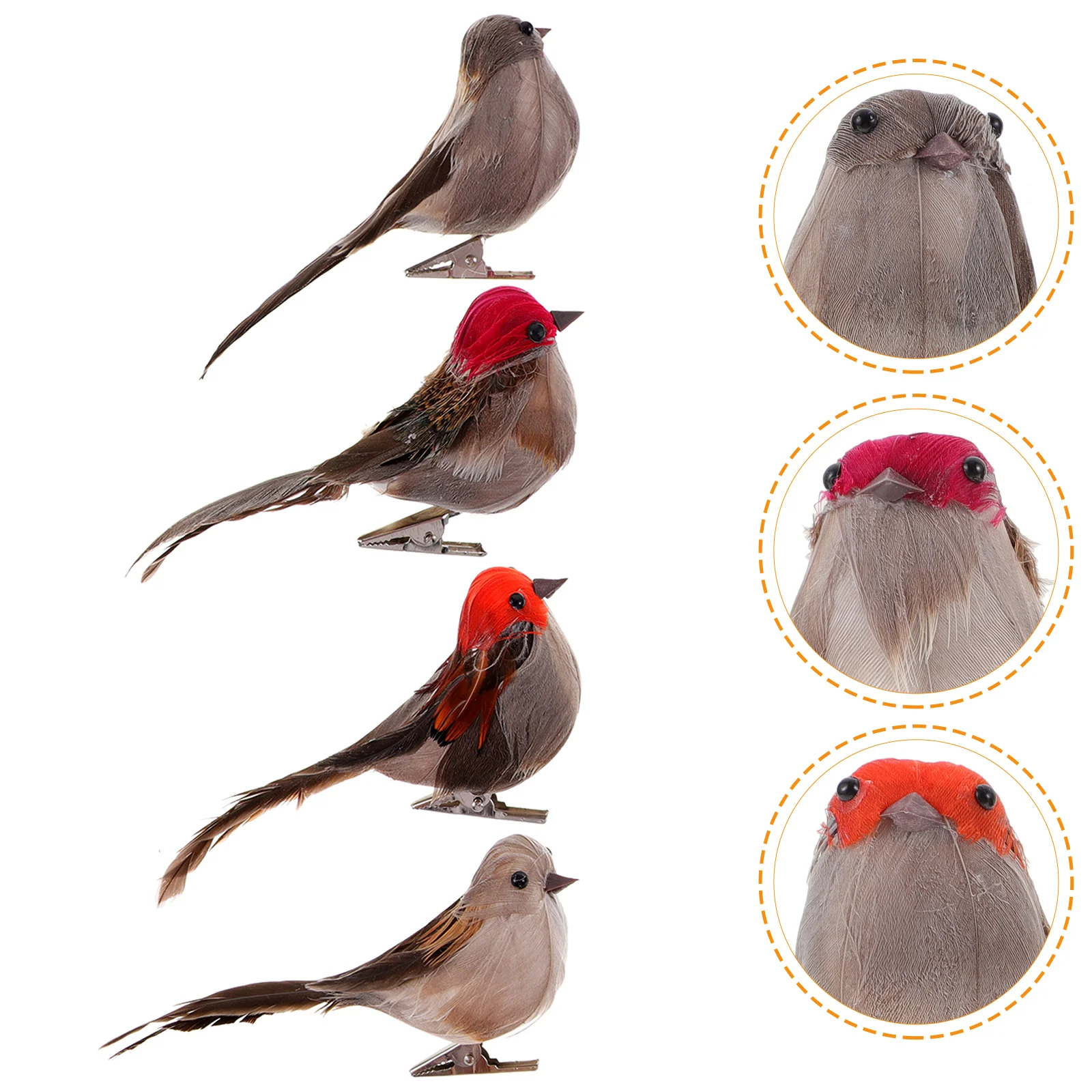 

4Pcs Artificial Feathered Birds Vivid Bird Ornaments Decoration Props for Home Garden Party (Random Colors)